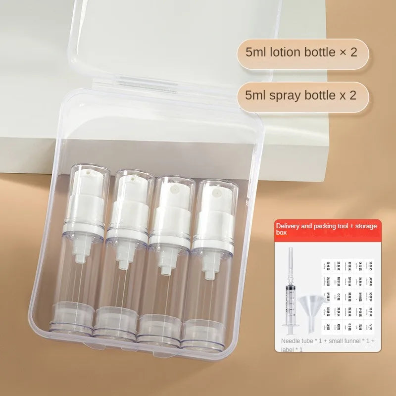 5-15ml Clear Refillable Airless Pump Bottle Set – Travel Cream, Lotion & Spray Containers for Toiletries