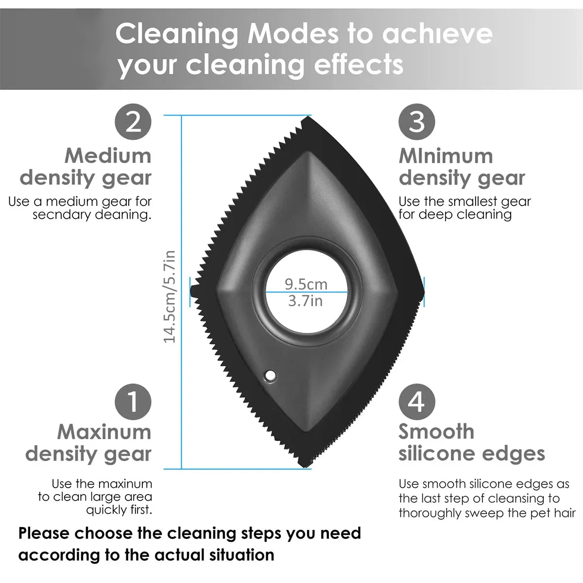 4 Modes Pet Hair Remover Comb Brush – Dog & Cat Hair Detailer, Cleaning Tool for Carpet, Sofa, Cloth, Car Seat, Reusable Rubber Pet Combs