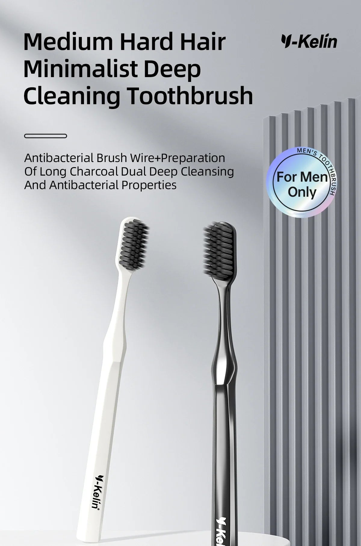 Y-Kelin Extra Hard Bristle Toothbrush Set – Small & Medium Brushes for Men, Household Oral Care