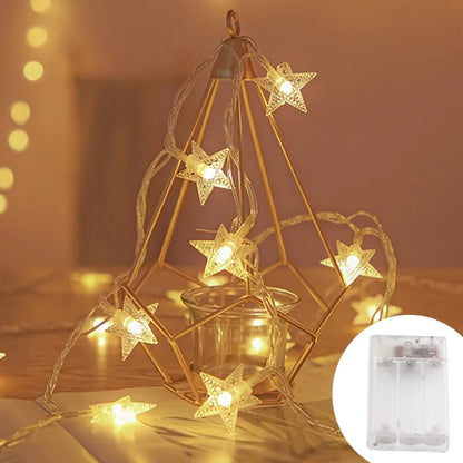 LED Star Fairy Lights - Outdoor String Garland Lights for Party, Wedding, Garden & Christmas Decor
