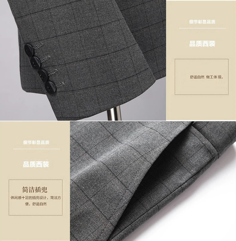 2023 Men’s Two-Button Wedding Suit — Korean Slim Fit Fashion Business Formal Two-Piece Set (Blazer + Trousers)