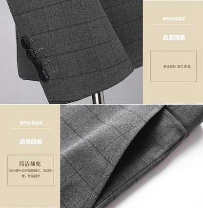 2023 Men’s Two-Button Wedding Suit — Korean Slim Fit Fashion Business Formal Two-Piece Set (Blazer + Trousers)