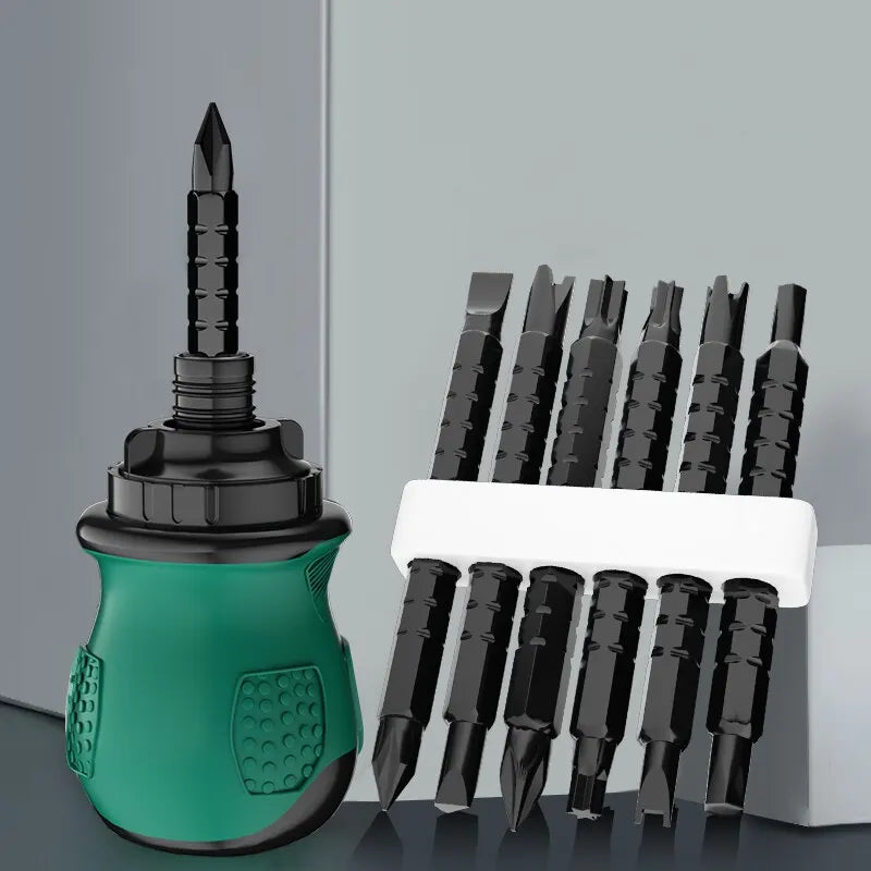 13-in-1 Ratchet Screwdriver Set with Short Handle - Cross Groove Drill, Telescopic Dual Purpose, Chrome Vanadium Steel Repair Tools