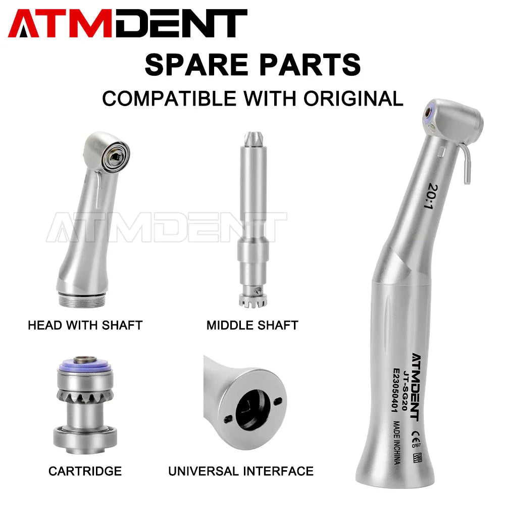 Dental 20:1 Implant Contra Angle Handpiece – Slow Speed for E-Type Micromotor, Compatible with Dental Implants