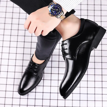 Men’s Leather Dress Shoes - Luxury Pointed Toe Formal Business & Party Shoes