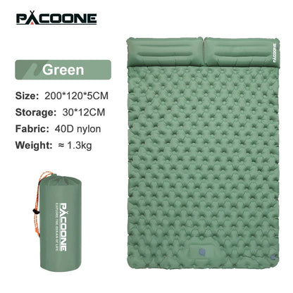 PACOONE Outdoor Camping Double Inflatable Mattress - Extra Wide Ultralight Folding Sleeping Pad