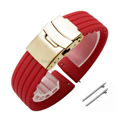 Quick Release Silicone Watch Strap 18–24mm – Sport Rubber Band for Huawei Watch GT2/3/4, Omega, Seiko, Fossil