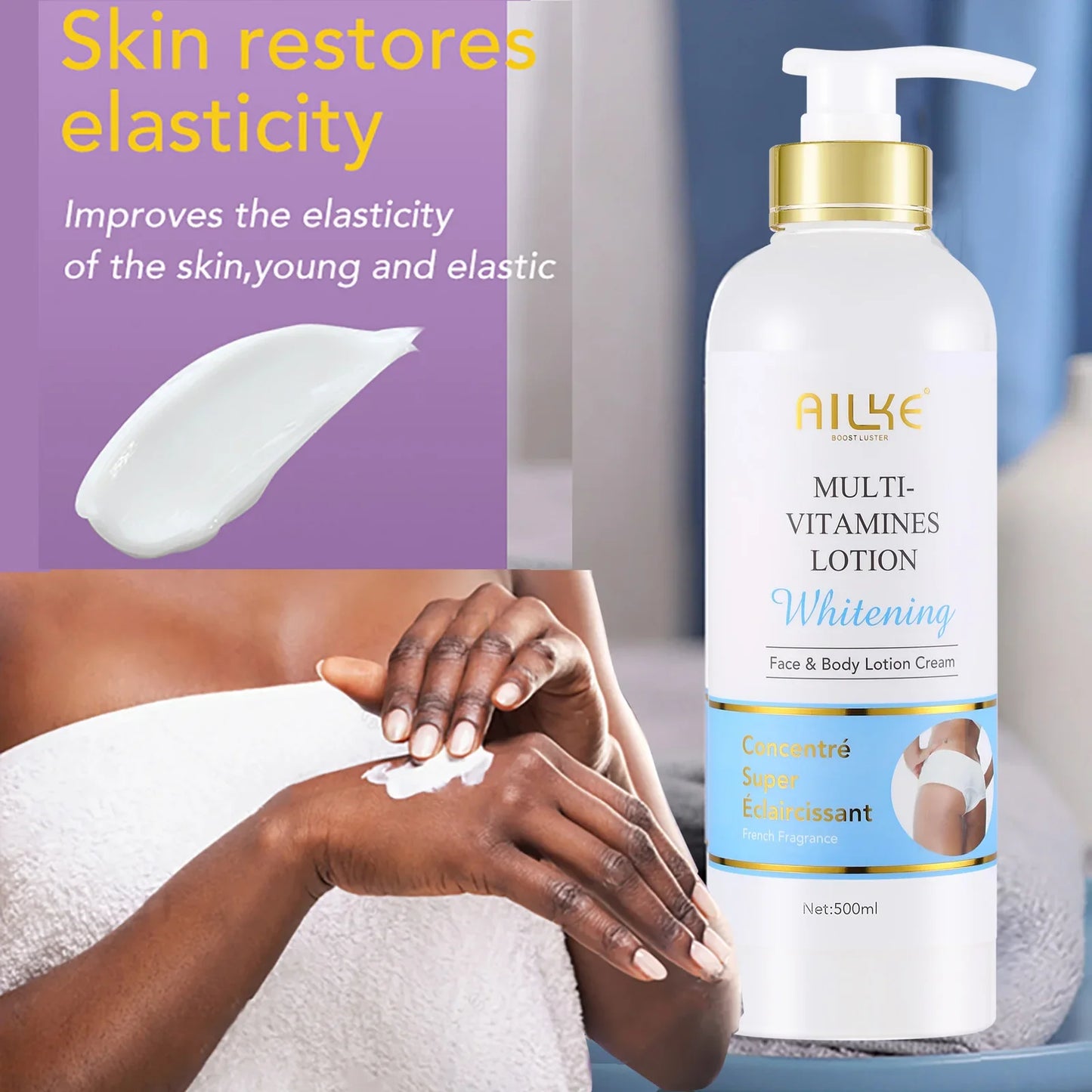AILKE Multi-Vitamin Moisturizer – Body Lotion for Radiance, Whitening & Hydration