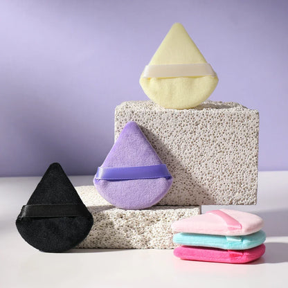 10/20PCS Triangle Velvet Powder Puffs – Mini Face Makeup Sponges, Washable & Lightweight Cosmetic Tools