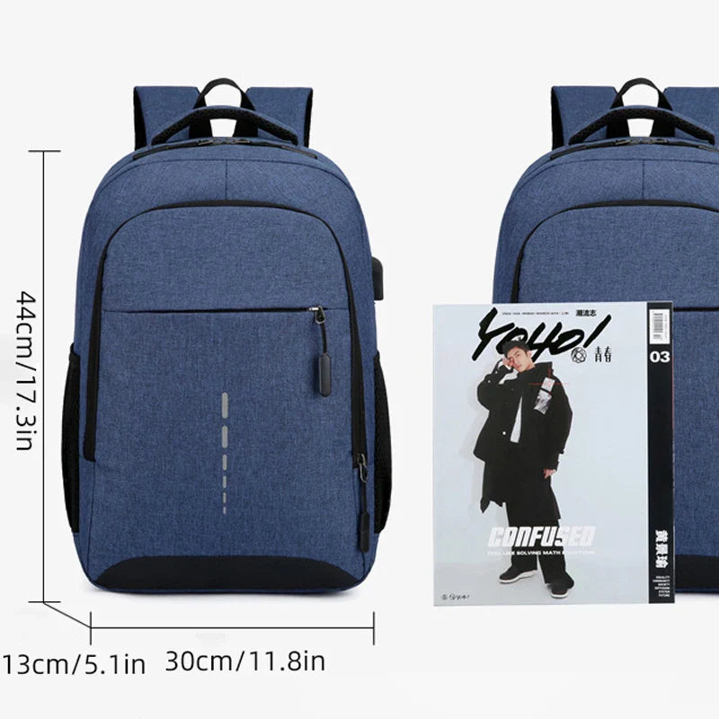 Classic Men's Waterproof Backpack - USB Charging, Large Capacity Travel and Laptop Bag for School and Casual Use