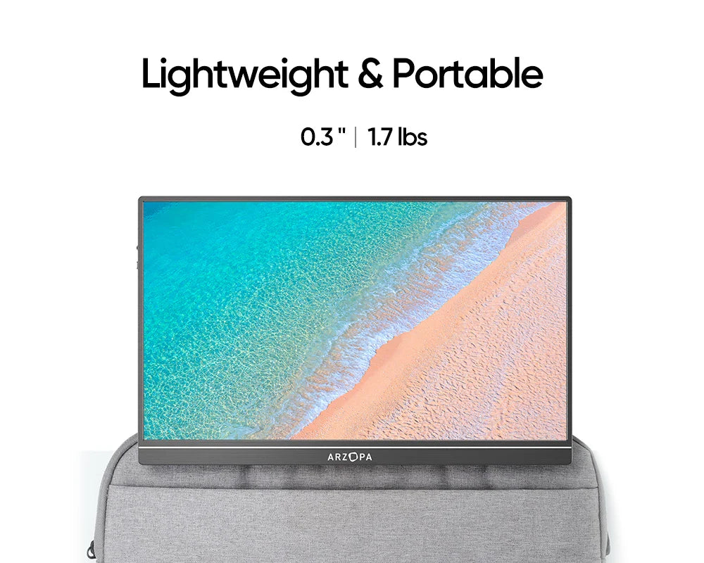 Arzopa 15.6" FHD Portable Monitor – 1080P IPS Second Screen for PC, Laptop, Mac, Xbox, PS4 & Switch
