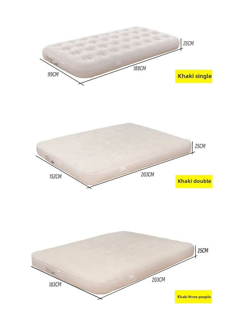 MOUNTAINHIKER 2025 Inflatable Air Mattress – PVC Camping Bed Mat for 1-3 Persons, Built-in Pump Glamping Sleeping Mat