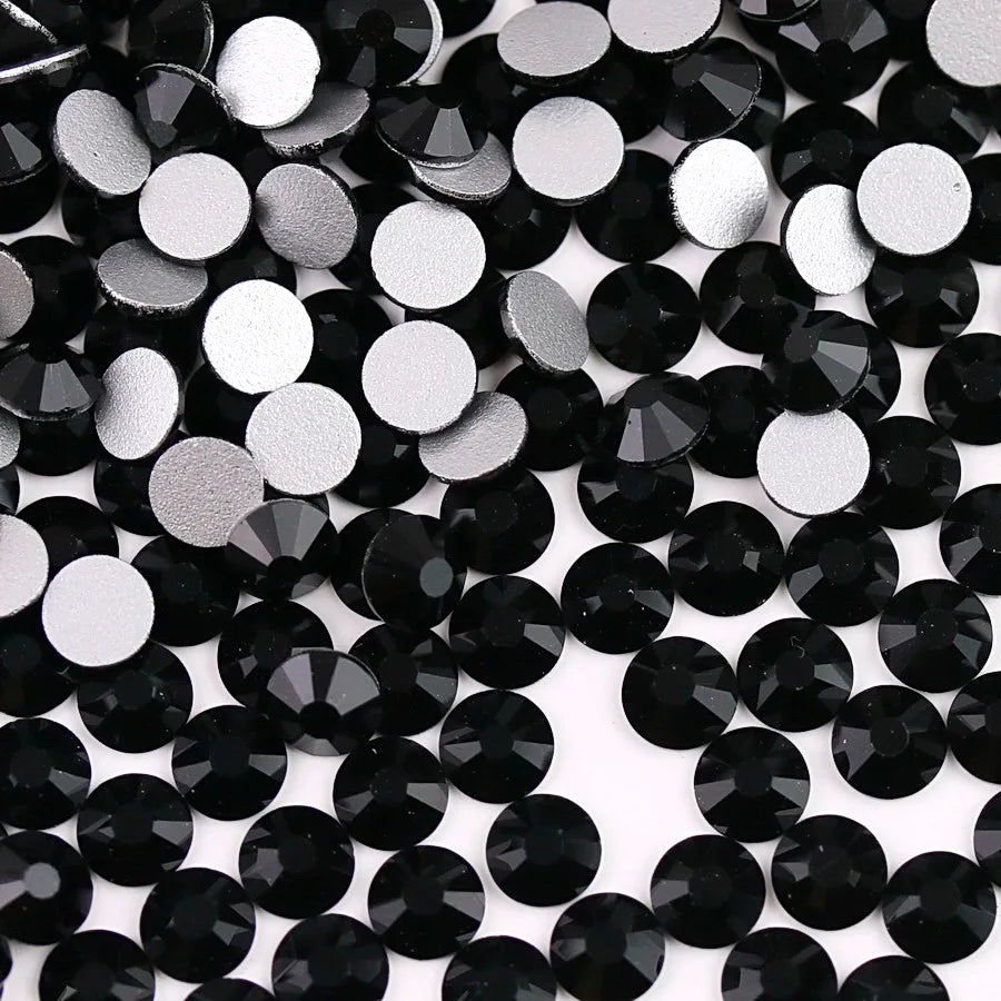 Glass Crystal Flatback Rhinestones Set SS6–SS30 – Non-Hotfix Round Glue-On Gems for Nail Art, DIY Crafts & Jewelry Decoration
