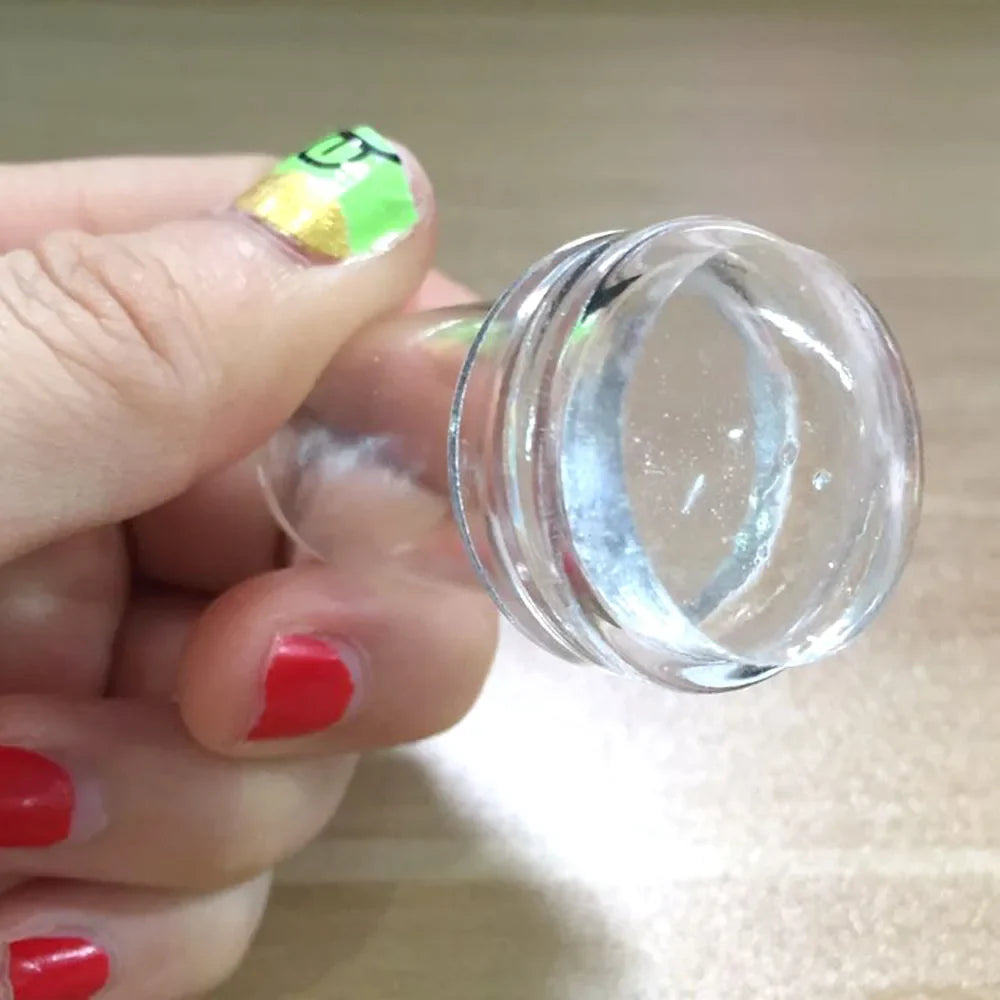 Transparent Nail Art Stamper Kit - French Manicure Stamping Plate, Scraper & Polish Tools
