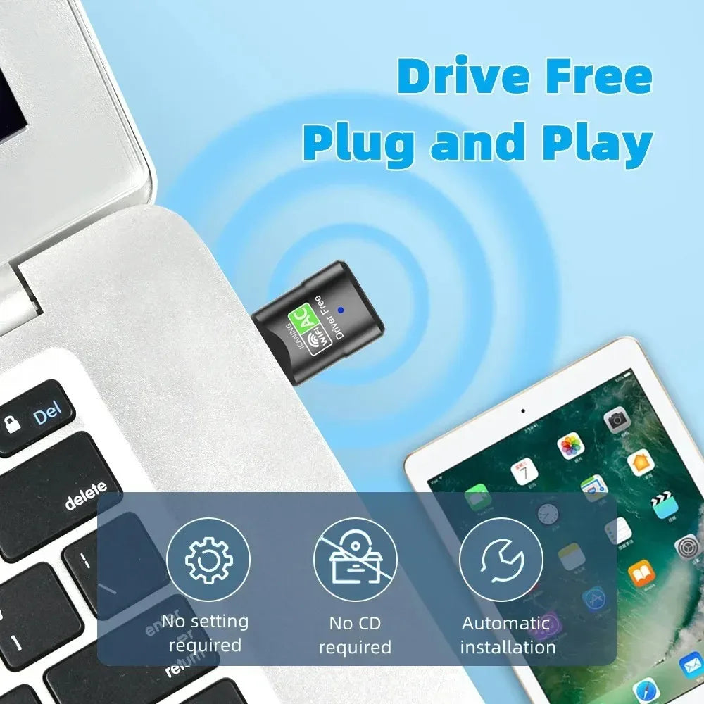 600Mbps USB WiFi Adapter – Dual Band 2.4GHz/5GHz WiFi Dongle, 802.11AC Wireless Network Card for PC