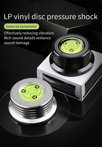 YYAUDIO Universal 50Hz LP Vinyl Record Stabilizer — Aluminum Alloy Turntable Weight Clamp with Level for Music Players