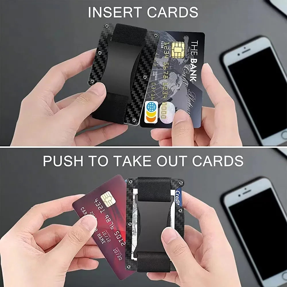 Carbon Fiber Minimalist Slim Wallet for Men – RFID-Blocking Credit Card Holder & Cashback Cardholder Case