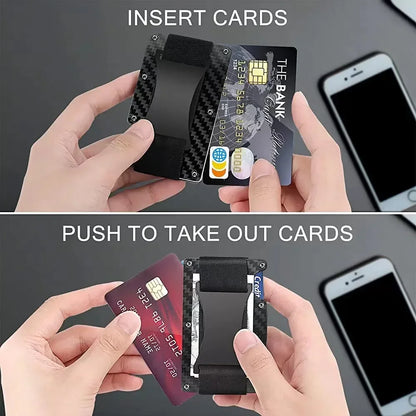 Carbon Fiber Minimalist Slim Wallet for Men – RFID-Blocking Credit Card Holder & Cashback Cardholder Case