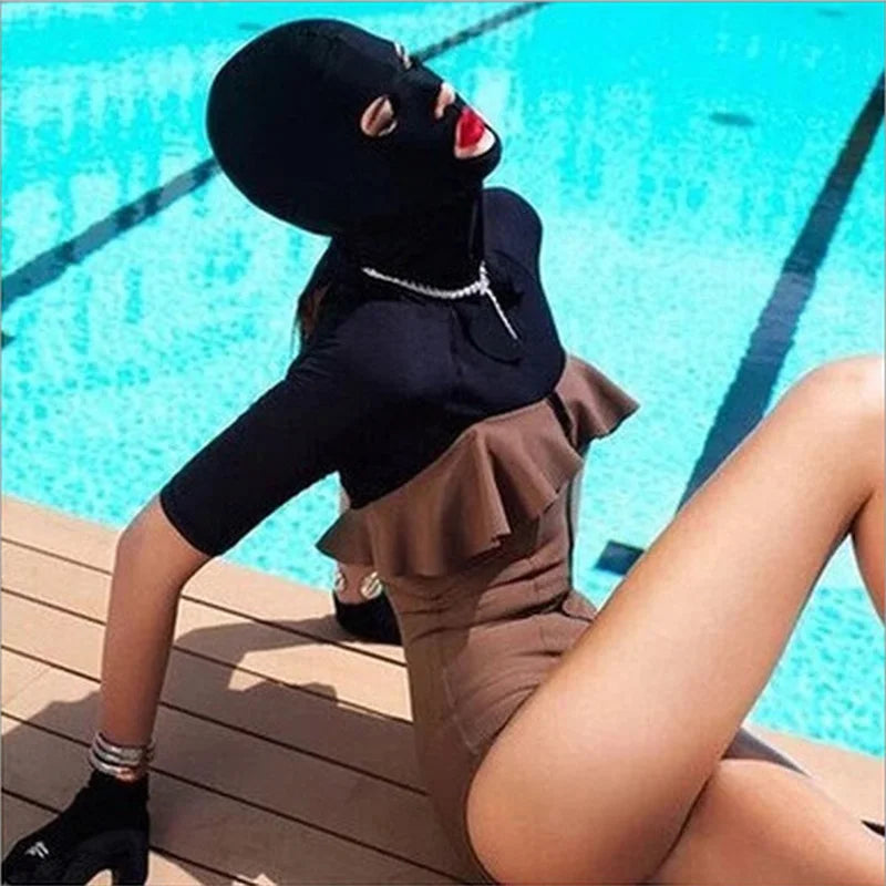 3-Hole Full Face Swim Mask - Unisex Summer Balaclava for Swimming, Surfing & Beach Sun Protection
