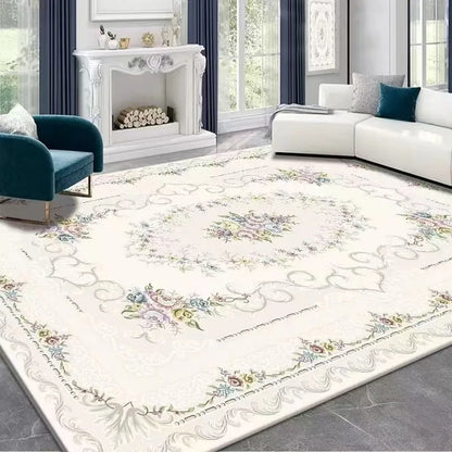 French Retro Persian Crystal Velvet Rug - Non-Slip Large Area Carpet for Living Room, Bedroom & Sofa