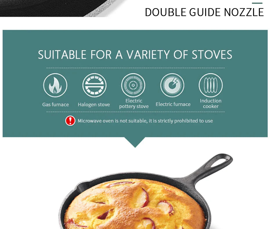 Cast Iron Frying Pan – 14/16/20cm Non-Stick Skillet for Omelettes, Pancakes & Induction Cooking
