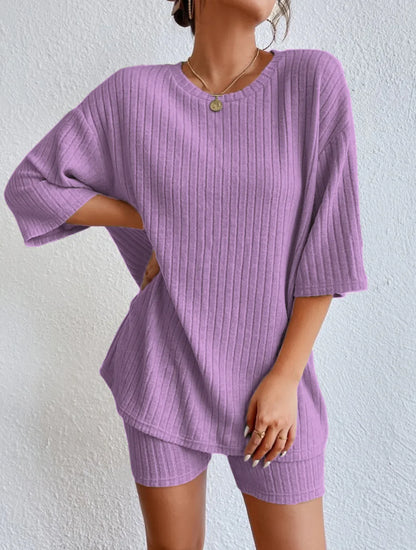 Women’s Summer Casual Short Pants Set – Solid Color Loose Two-Piece Outfit 2025