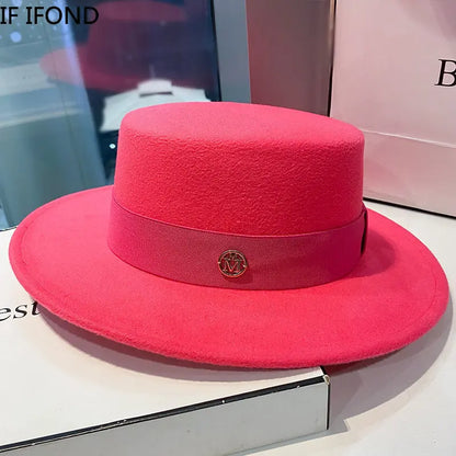 Fedora Hats for Women and Men - Elegant Fashion Bowler Dress Caps with Ribbon Band, Felt Jazz Hat for Weddings, Church, Panama Style