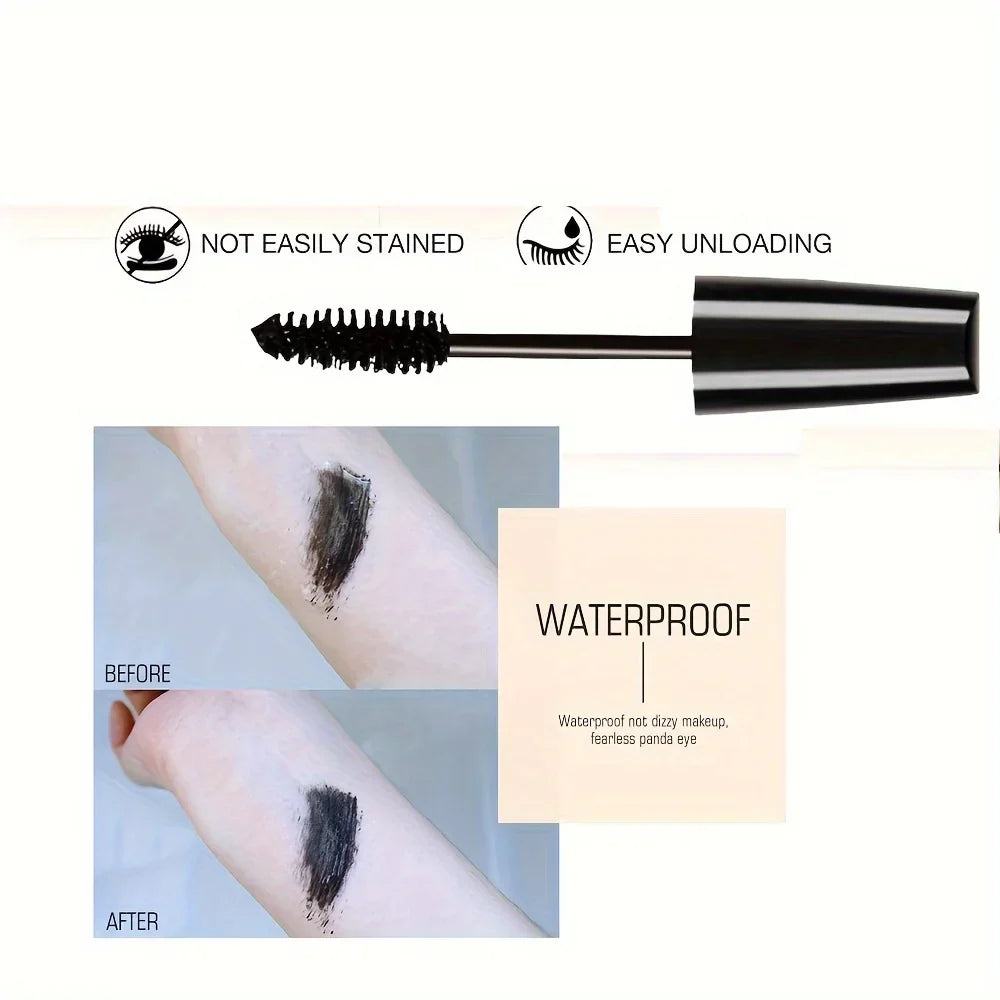 5D Black Waterproof Mascara - Lengthening Silk Fiber Eyelash Extension Makeup Tool for Women & Gifts