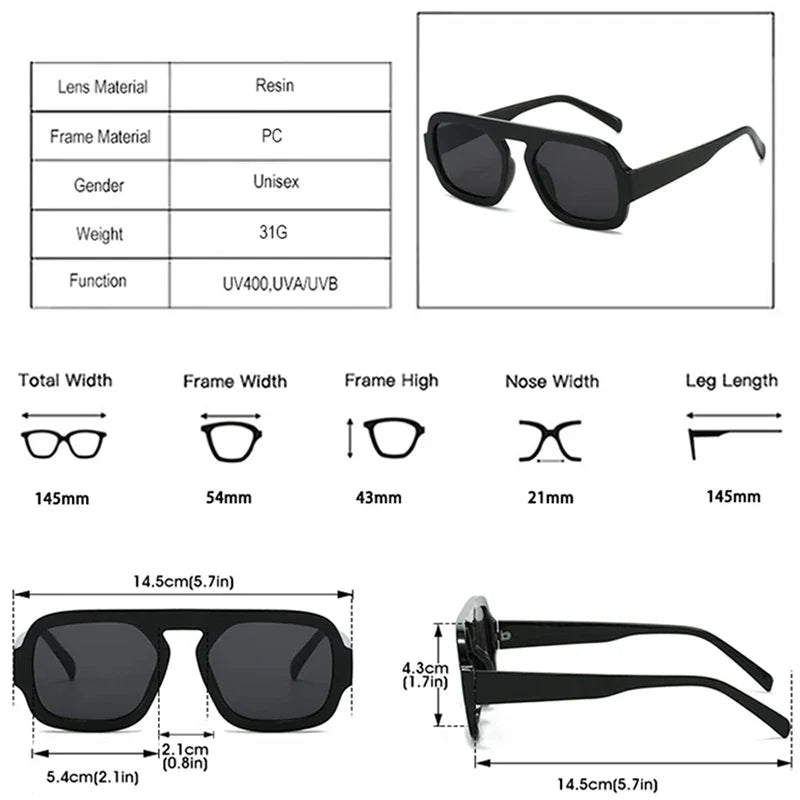 JNPCXI Retro Square Sunglasses – Fashion Gradient UV400 Shades for Men & Women, Punk Style