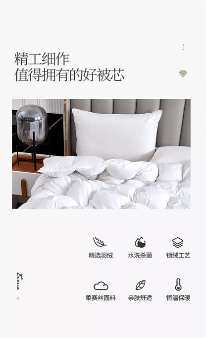 Premium White Goose Down Comforter – Winter Warm Feather Duvet, Lightweight & Cozy, Queen/King Size, Pinch Pleated 3D Design