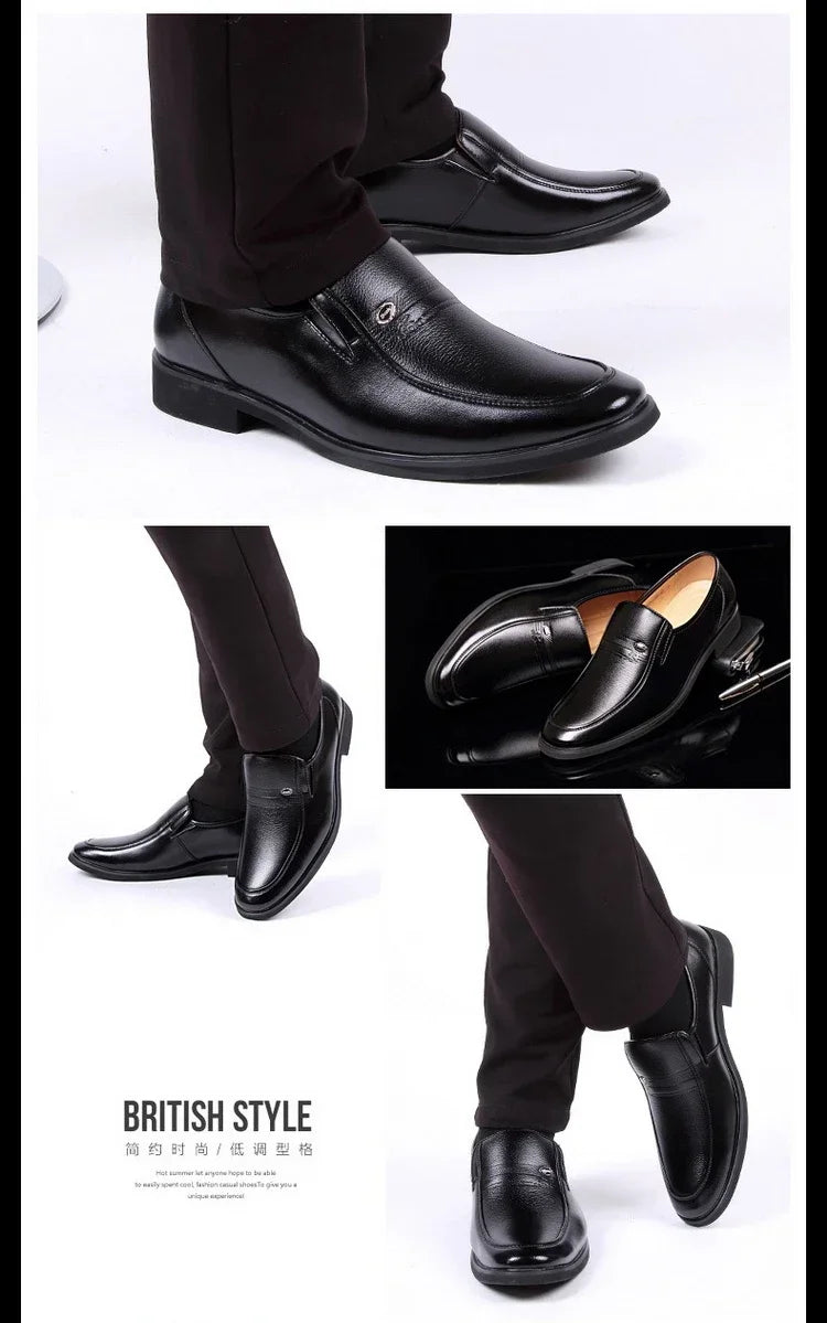 Leather Men's Formal Shoes – Luxury Dress Loafers, Breathable Slip-On Moccasins & Black Driving Shoes (Plus Size 38-44)