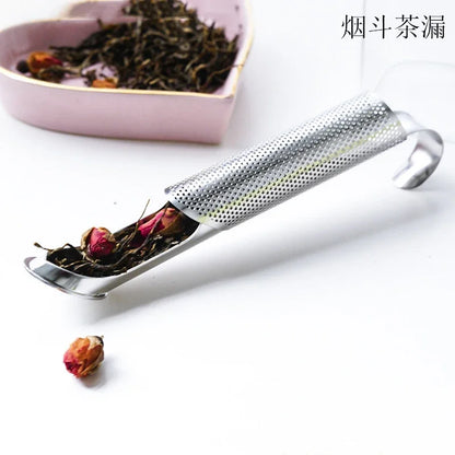 New Tea Strainer – Stainless Steel Infuser Pipe Design with Holder, Tea Spoon, and Filter for Perfect Brew