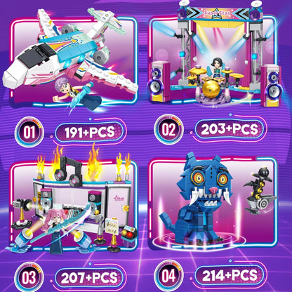 MOC K-Style Fantasy Squad Building Blocks Set – DIY Action Figure Model Kit with Display Base for Collectors & Desktop Decor
