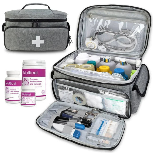 Travel First Aid Kit Bag – Multifunctional Medical Storage Organizer with Layered Medicine Boxes for Home & On-the-Go