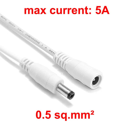 DC Power Extension Cable 5.5×2.1mm – 0.5M to 10M 22AWG Male to Female Cable for CCTV & LED Lights
