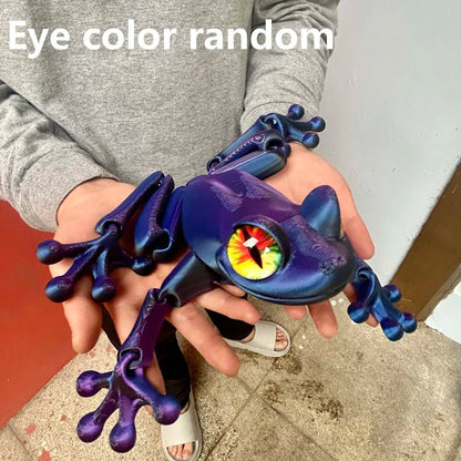 3D Printed Frog Statue - Flexible Fidget Animal Figure for Desk and Home Decor