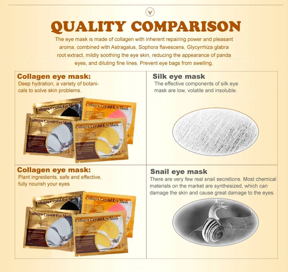 20 Pcs Gold Collagen Crystal Eye Masks – Firming & Moisturizing Nourishing Eye Patches