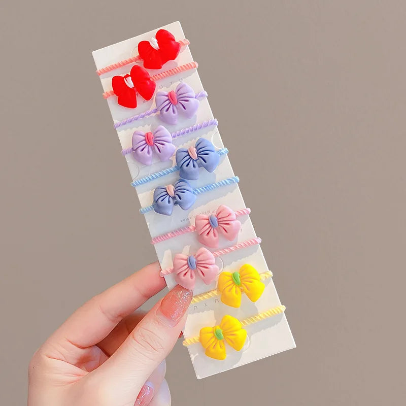 40PCS/10PCS Cute Flower Hair Bands for Girls – Elastic Hair Rings for Kids Birthday Party Headwear