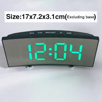 Noiseless LED Mirror Alarm Clock — Large Digital Display Silent Electronic Clock