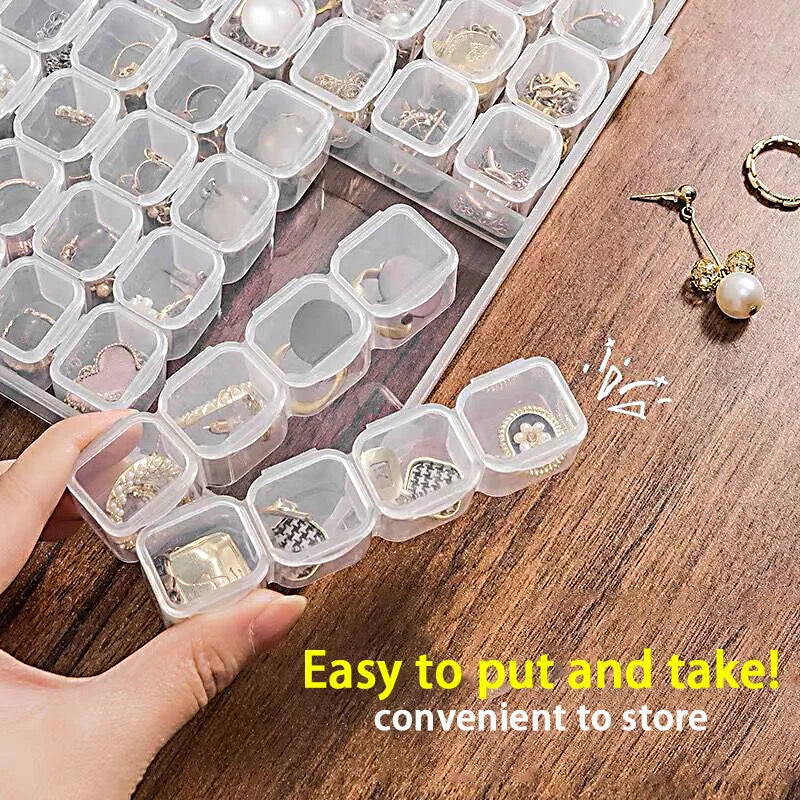 Adjustable Transparent Organizer Box - 26/28/56 Grids Plastic Square Storage Containers for Makeup, Jewelry, and Accessories