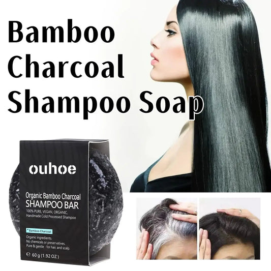 Bamboo Charcoal Shampoo Bar — Deep Cleansing, Nourishing Soap for Thick, Dark Hair & Dry Scalp Care