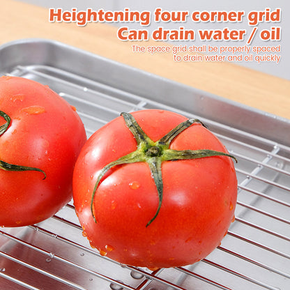 Stainless Steel Baking Pan with Wire Rack - Oven Tray for Cake, BBQ, Brownies, Cooking, Roasting and Grilling