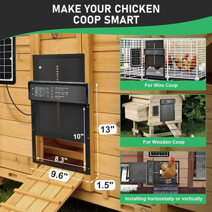 Solar-Powered Auto Chicken Coop Door – Automatic with USB Charging, 4 Modes, Timer & Light Sensor
