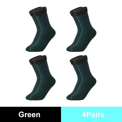 Winter Thermal Wool Socks for Women – Thick Cashmere Velvet Seamless Snow Socks, Black Unisex Warm Socks
