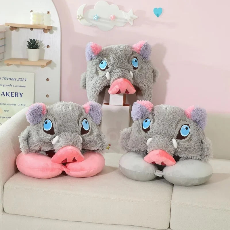 Cosplay Wild Boar Head Plush Hat – Hashibira Inosuke Anime Plush Headgear for Boys & Fans