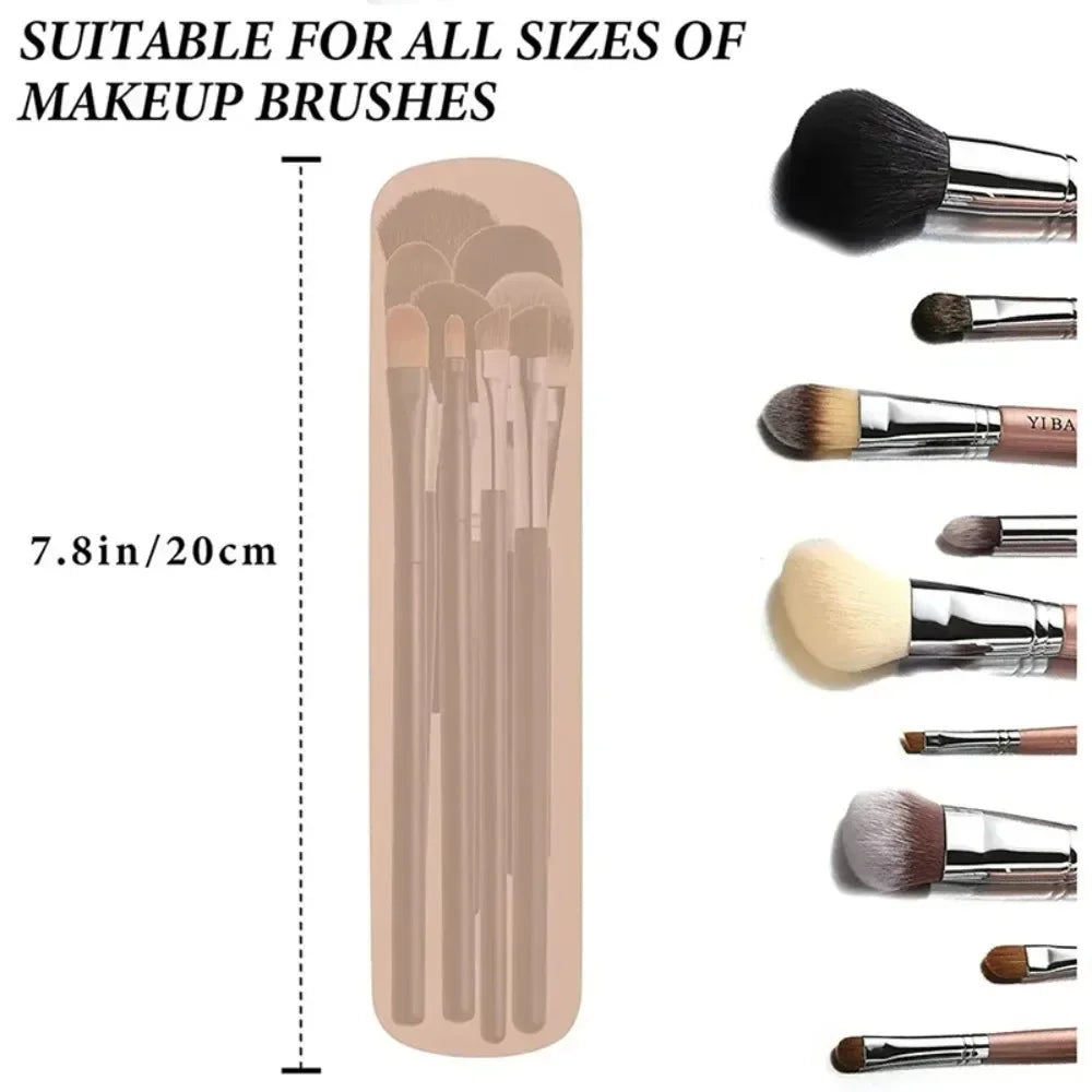 Travel Silicone Makeup Brush Holder — Portable Waterproof Cosmetic Sponge & Brush Case for Women and Girls
