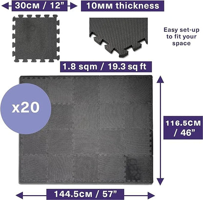 8/12/20PCS EVA Gym Floor Mats 30x30cm — Non-Slip Foam Mats for Yoga, Fitness & Sports Protection
