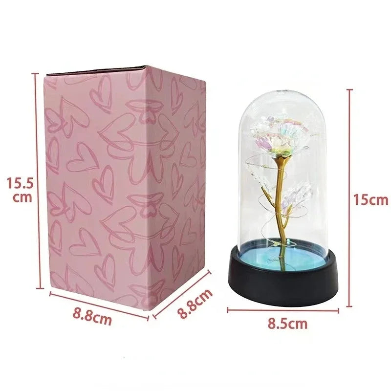 Artificial Eternal Rose Flowers with LED Light – Valentine’s Day Gift for Girlfriend, Wedding & Christmas Decor