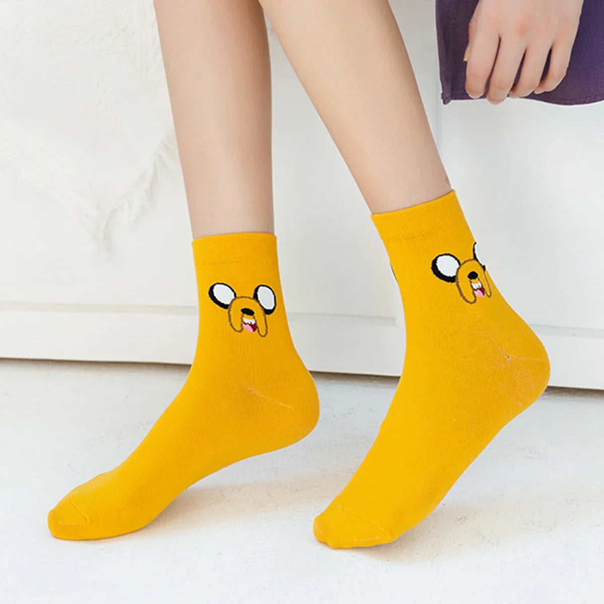 5 Pairs Cartoon Cute Women’s Socks – Fun Patterned Crew Socks, Colorful & Comfy for All Seasons