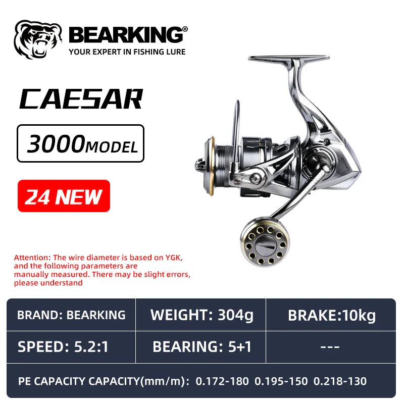 BEARKING CAESAR Fishing Reel - 5+1BB Stainless Steel Bearing System with 5.2:1 Gear Ratio & 15Kg Max Drag Power